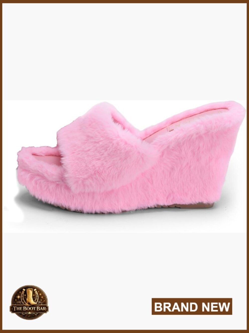 Faux Fur Wedge Sandals Plush Platform Slippers Open Toe 5cm Front Platform 12cm